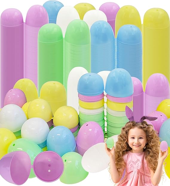 The Dreidel Company Fillable Easter Eggs 100-Pack, Pastel Colorful Bright Plastic Easter Eggs with Hinge, Perfect for Easter Egg Hunt, Surprise Egg, Easter Hunt,2.25" Fillable Eggs
