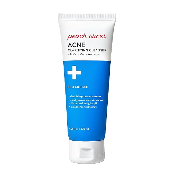 Peach Slices - Acne Clarifying Cleanser (4.05 oz) - 2% Salicylic Acid Acne Treatment - Clear & Prevent Breakouts, Hydrate - Cucumber, Cica, Acerola - Vegan, Cruelty Free, Korean Skin Care & Beauty