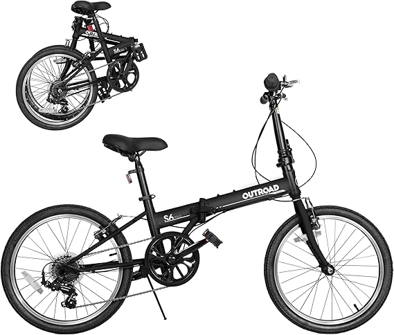 Max4out 20 inch Folding Bike,7 Speed Lightweight City Commuter,Foldable Bike for Adults with Aluminum Frame Step Through Collapsible Bike for Women Men Seniors(Black/White/Blue/Pink)