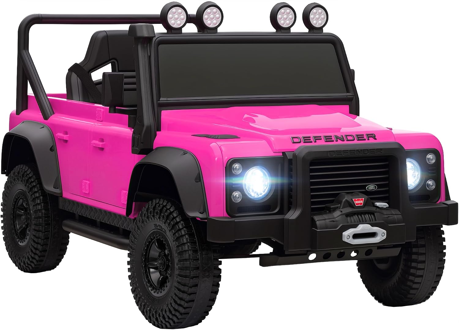 AIYAPLAY Land Rover Licensed Electric Car for Kids, 12V Battery-Powered Kids Ride On Car with Remote Control, Music, Horn, Suspension Wheels, LED Lights, Off-Road Toy for 3-5 Years Old, Pink