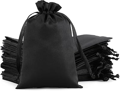 Black Gift Bags, 30Pcs 4x6 Satin Bags with Drawstring, For Kids Classroom, Wedding, Birthday, Valentines Day Party Favors, Jewelry, Bracelets, Earrings, Crystal, for Small Business