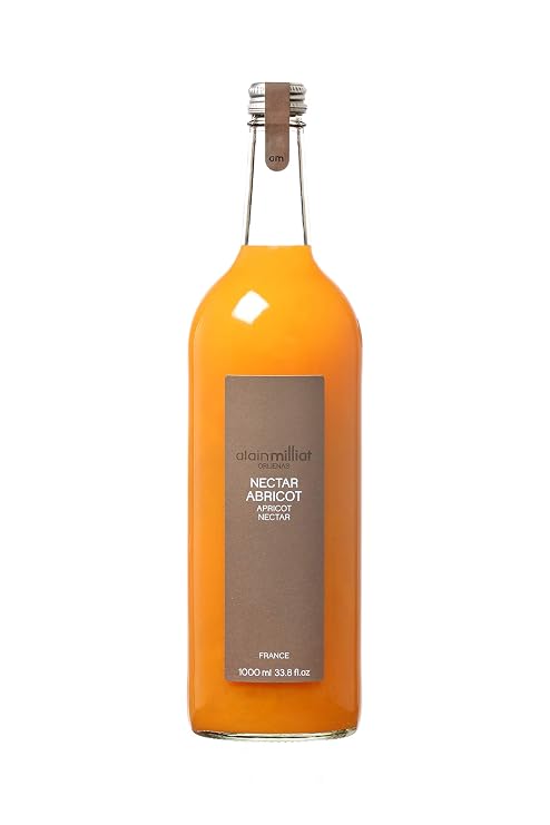 Alain Milliat - Apricot Bergeron Nectar, 33.8 Fl Oz (One 1L / 1000ml Glass Bottle) | Imported from France