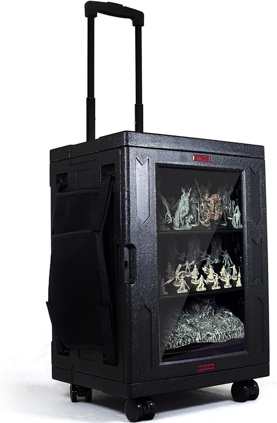 oTTRPGo Large Magnetic Miniature Carrying Case with Wheels for Warhammer | Trolley handle transport box, fits 3000+ pts Warhammer 40k & Age of Sigmar, tabletop RPG DND miniatures storage case