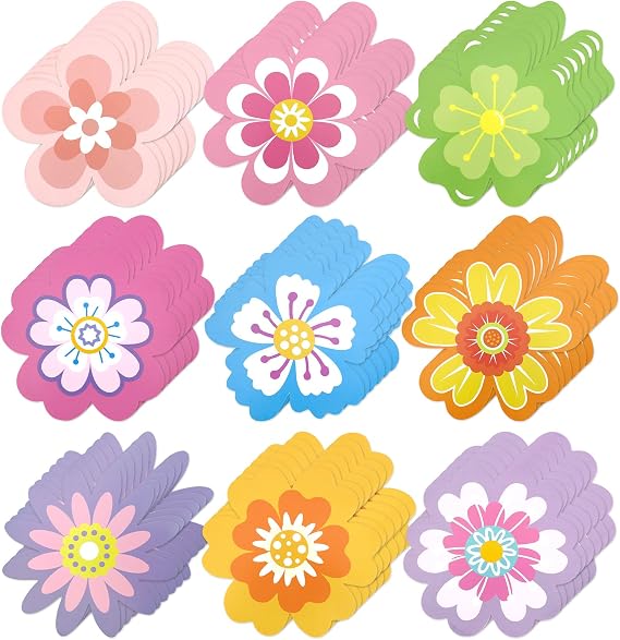 54 Pcs Flower Cutouts Spring Bulletin Board Decorations Colorful Flowers Cutouts Bulletin Board Set Wall Decals with Glue Point Classroom Decorations for Preschool Chalkboard Home Back to School