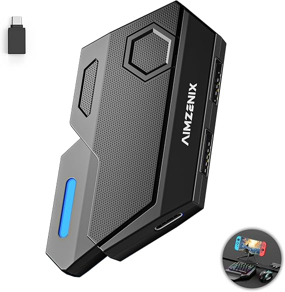 Keyboard and Mouse Adapter for Nintendo Switch/Xbox One/Xbox Series/PS4/PS3, AIMZENIX Game Controller Emulator Adapter, Perfect for Games Consoles for FPS, TPS and RTS [2023 Upgrade Version]