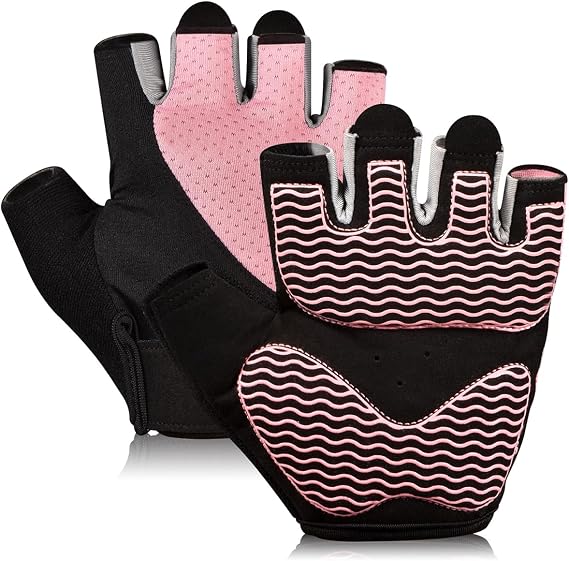 sunnex Workout Gloves for Women - Breathable Weight Lifting Gloves with Non-Slip Silicone Padding, Fingerless Gym Gloves for Cycling, Rowing, Pull Ups & Training (4 Sizes)