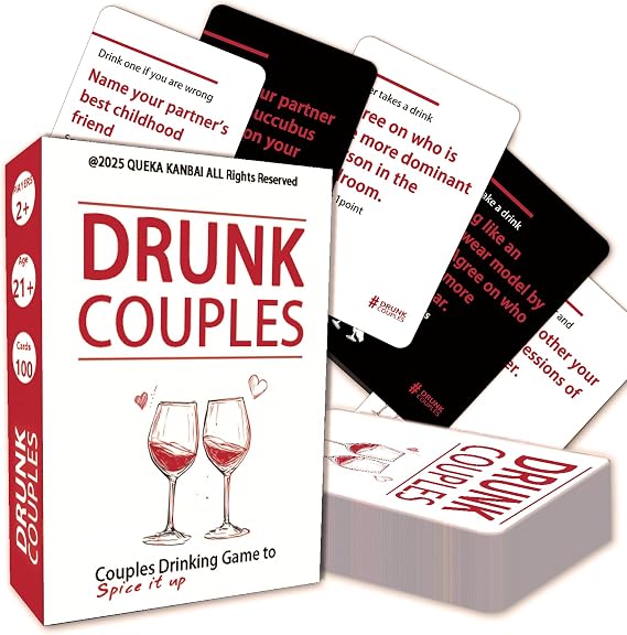 DRUNK COUPLES - Couples Drinking Game to Spice it Up for Date Night, 100 Fun & Spicy Cards for Couples Party, Gift, Ignite Sparks - Couple Games