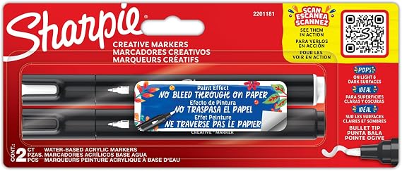 SHARPIE Akrilik Markör, Yuvarlak uç, 2li Bls