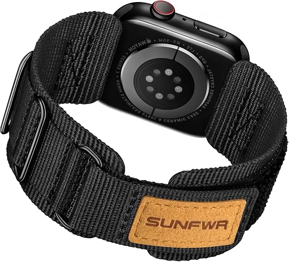SUNFWR Rugged Nylon Band Compatible with Apple Watch for Men,Sport | Hook&Loop Tactical Military Strap for iWatch Ultra 3&2&1 SE Series 11/10/9/8/7/6/5/4/3/2/1,49/46/45/44/42mm,Outdoor