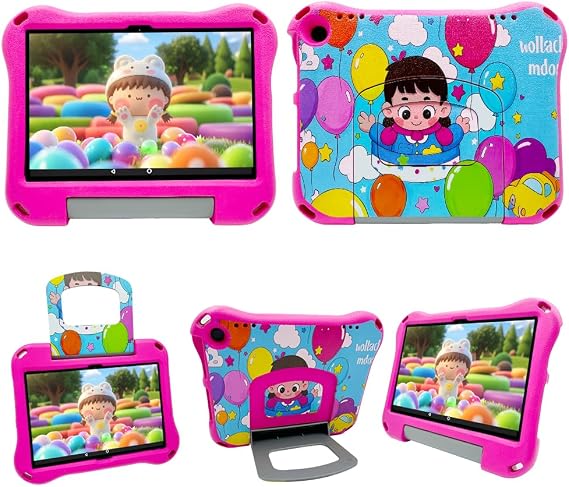 Riaour Kids Case for iPad 5th/6th Generation, iPad Air 2 Case with Screen Protector (9.7-inch, 2017/2018), iPad Pro 9.7 Durable Shockproof Protective Cover with Handle Stand for Kids (Rose)