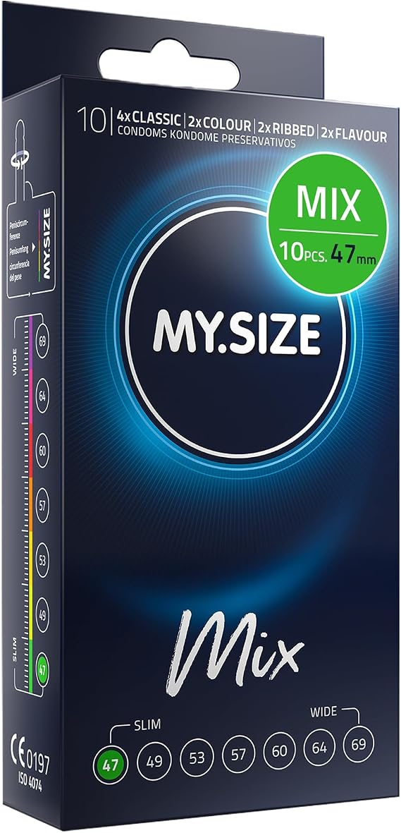 My.Size Mix Condoms Size 1, 47 mm, Standard Pack, Contains 10 Pieces