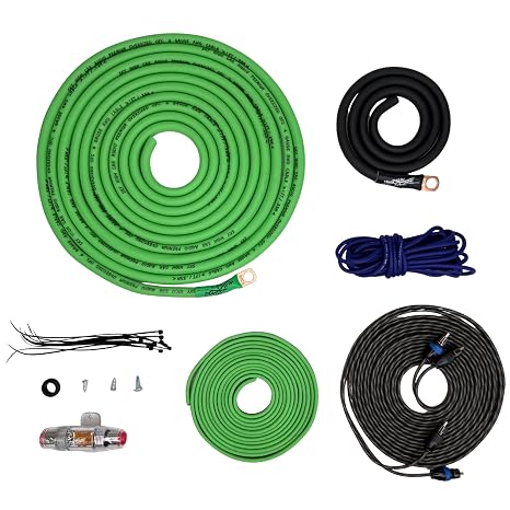Sky High Car Audio 4 OFC Amp Kit (Green & Black)