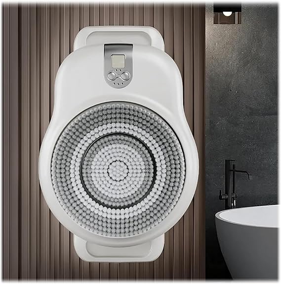 Electric Back Scrubber for Shower, Wall Mounted Back Exfoliating Bath Wash Pad, Electric Body Bath Brush, with 7in Brush Head, 360 Rotation, 2-Speed, for Deep Cleansing Shower