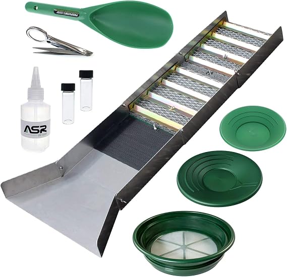 ASR Outdoor Sluice Box Gold Exploration Kit Classification Set of 10