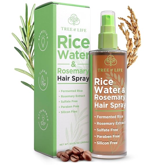 Tree of Life Rice Water Rosemary Hair Spray for Hair Growth, 8.8 Fl Oz