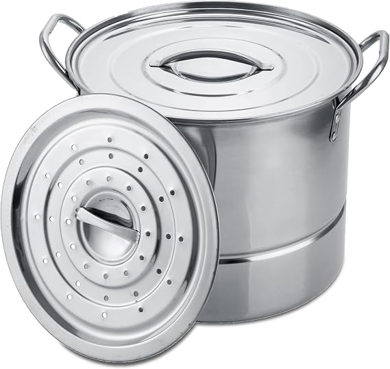 Alpine Cuisine Aramco AI14830-6 7 Quart Steamer Pot Set, Large, Aluminum, 6.5-Quart