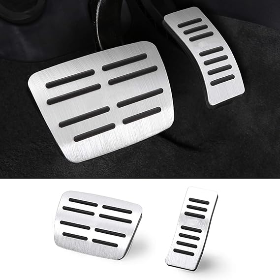 TTCR-II Compatible with Audi Pedals, Brake and Gas Pedal Covers for A3 A4 A5 A6 A7 A8 Q3 Q5 Q7 Q8 SQ5 SQ7 SQ8 TT TTRS Pedals, No Drill Anti-Slip Alloy Pedal Pad (Auto, 2 pcs)