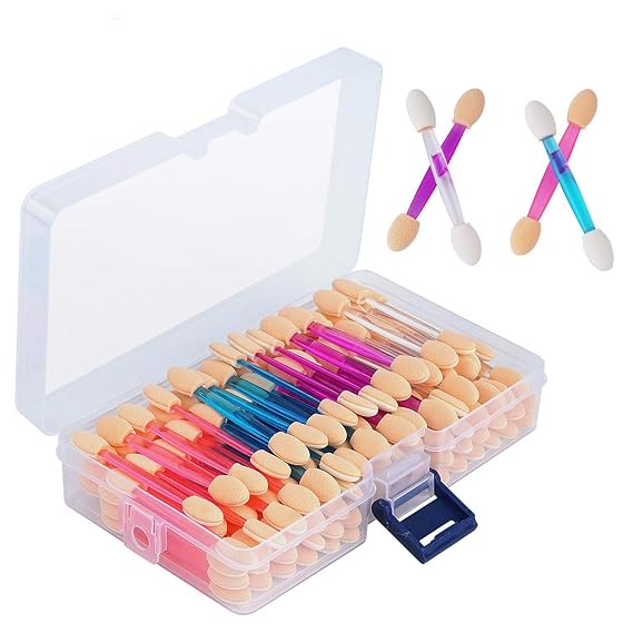 Cuttte 120PCS Disposable Eye Shadow Applicators Sponge with Container