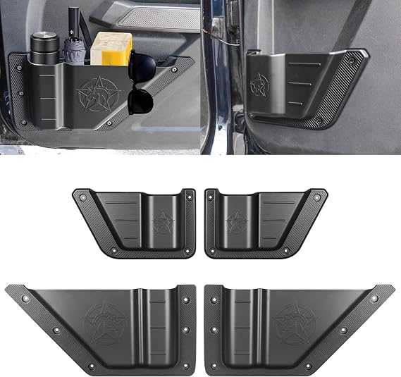 ABS Matte Black Front And Rear Side Door Organizer Storage Pockets Box Compatible With For Ford Bronco 2021 2022 2023 4 Door Insert Organizer Expansion Accessories