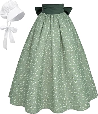 NSPSTT Women Pioneer Colonial Skirt Girls Peasant Prairie Skirt Civil War Trek Floral Costume