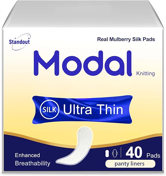 MODAL Silk-Ultra Thin Winged Panty Liners for Women, 40 Count