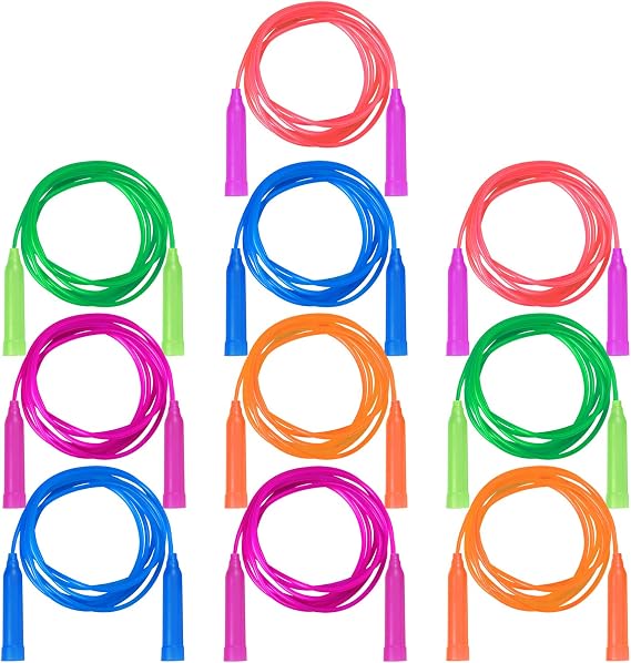 Aneco 10 Pack Kids Jump Rope Set Colorful Outdoor Jump Ropes 7.3 Feet Jumping Ropes Great Birthday Party Sports Activities Favors Gift