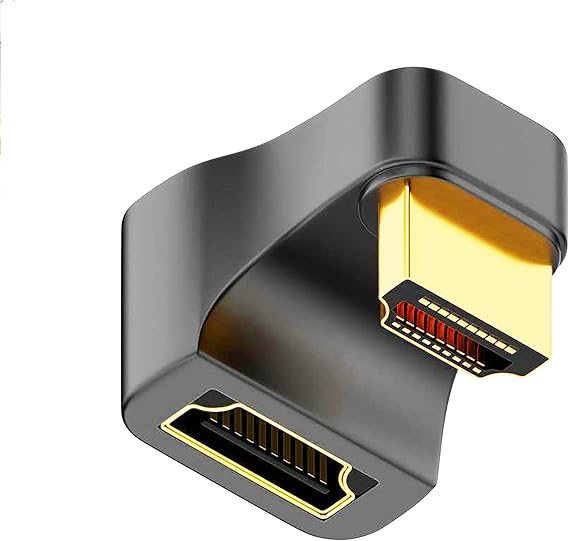 U Shape HDMI 2.1 Adapter Male to Female Standard HDMI Type A | Adapter UHD 3D 8K@60Hz 180 Degree Down Angle for Laptop Projector TV PC
