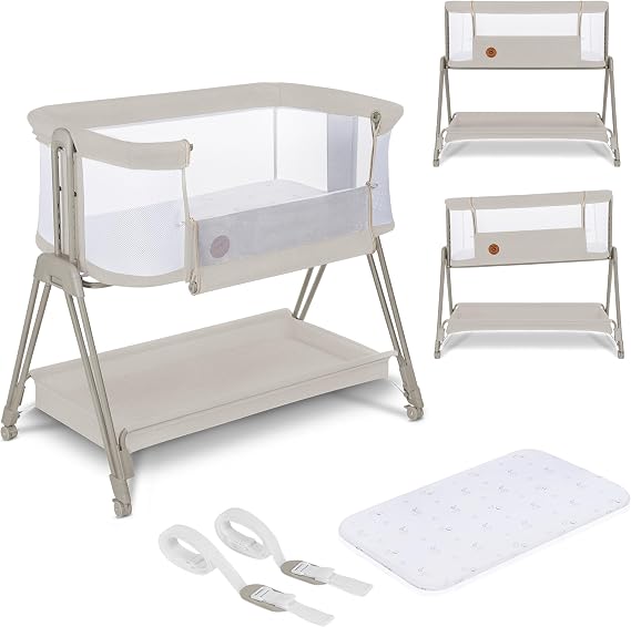 LIONELO Luna 2-in-1 Bedside Crib and Travel Cot from Birth