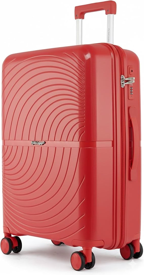 28 Inch Large Suitcase 100% Polypropylene, Hard Shell with Aluminium Trolley Handle Real TSA 3 Digit Secure Lock 360° Smooth Wheels Lightweight Suitcase|Red