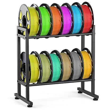MAYJOY Desktop 3D Printer Filament Storage Rack, 2-Tier Metal