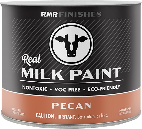RMP Finishes Real Milk Paint Powder for Wood Furniture, Cabinets, Walls, Brick, and Stone, Matte Finish, Water-Based, Organic, Pecan, 1 Pint