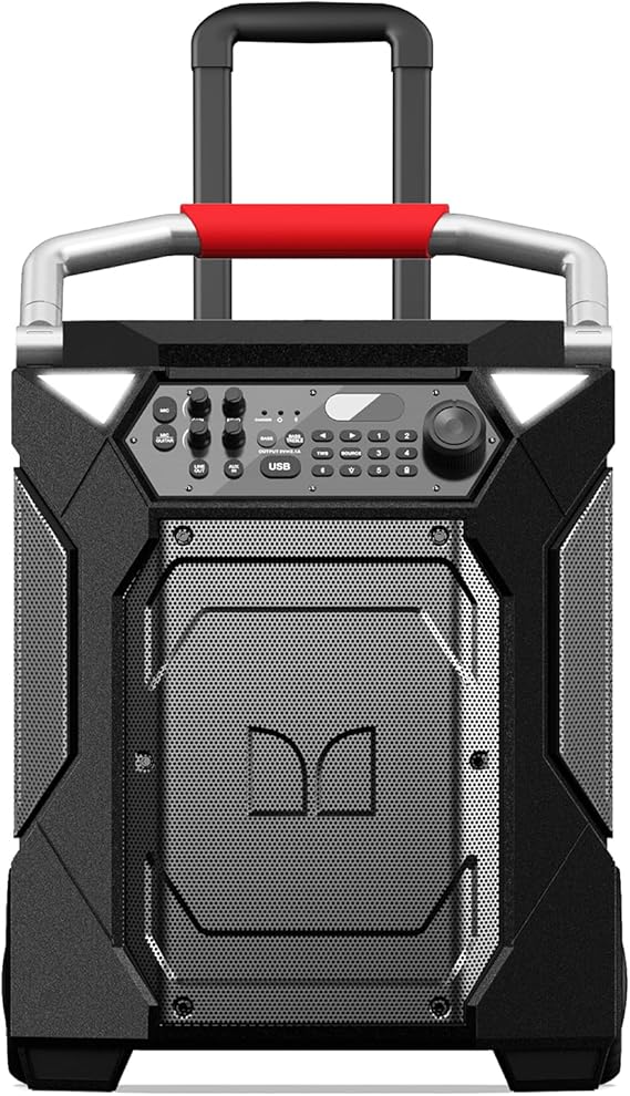 Monster Rockin Roller 360 Indoor/Outdoor Portable Bluetooth Speaker | Up to 240W of 360 Degree Sound & Up to 100 Hours of Playtime | Includes Microphone