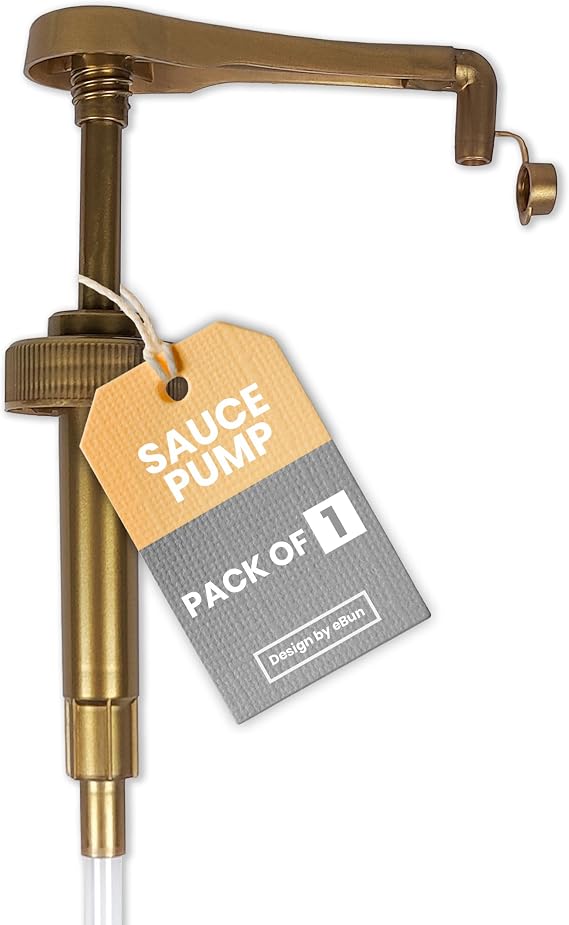 eBun Sauce Pump Dispenser 1-Pack, BPA-Free, No Drip, Dishwasher Safe | Hershey's 7.5lb adapter included. Fits Torani & Davinci 64oz, Fontana 63oz, Ghirardelli 87-90oz. 38/400 thread, 7ml per pump
