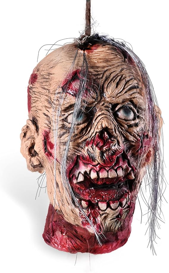 KHC-KHF Halloween Corpse Head Prop Bloody Severed Zombie Hanging Decoration