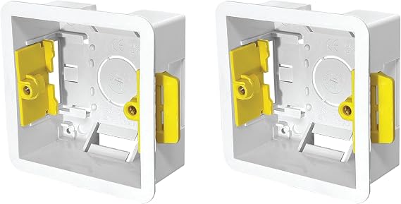 1 Gang Dry Lining Back Box 35mm | Fast-Fit Electrical Wall Box for Plasterboard (Pack of 2)
