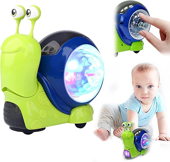 crawling-interactive-walking Crawling Snail Baby Toys 6-12 Months - Interactive Crawling Crab Toy Musical Sensory Toys with LED Lights, Light Up Toys for Babies