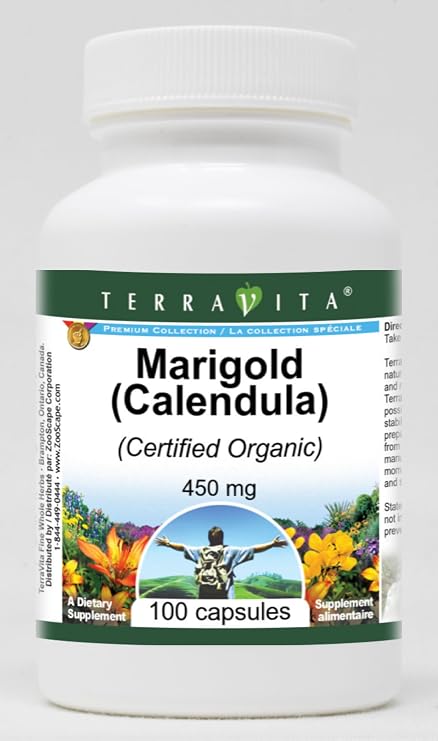 Marigold (Calendula) (Certified Organic) - 450 mg (100 Capsules, ZIN: 517744)