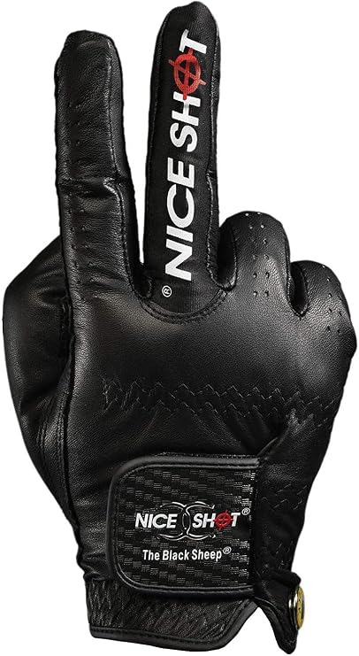 Nice Shot The Bird Men's Golf Glove in Black Cabretta Leather