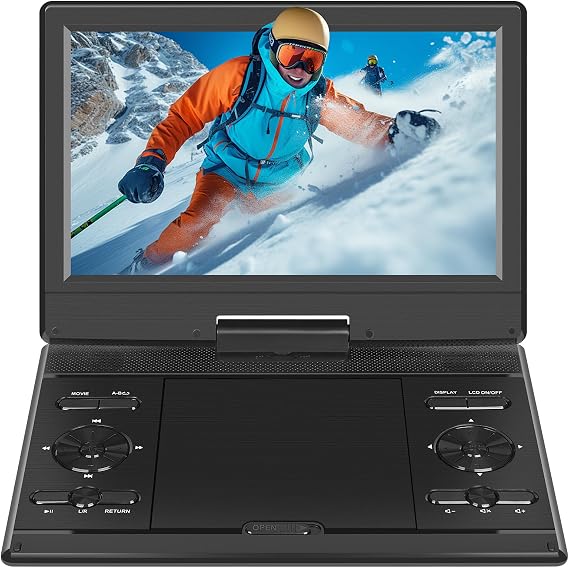 14.5" Portable DVD Player with 12.1 HD Swivel Screen, Last Memory | 3-5 Hrs, DVD Player Portable with Dual Stereo Speaker, Support SYNC TV/USB/SD Card, Play All Discs Format