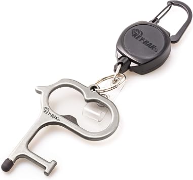 KEY-BAK Assure-A-Key Touchless Door Opener and Stylus with Sidekick Retractable Keychain and ID Badge Holder 0KBP-0224