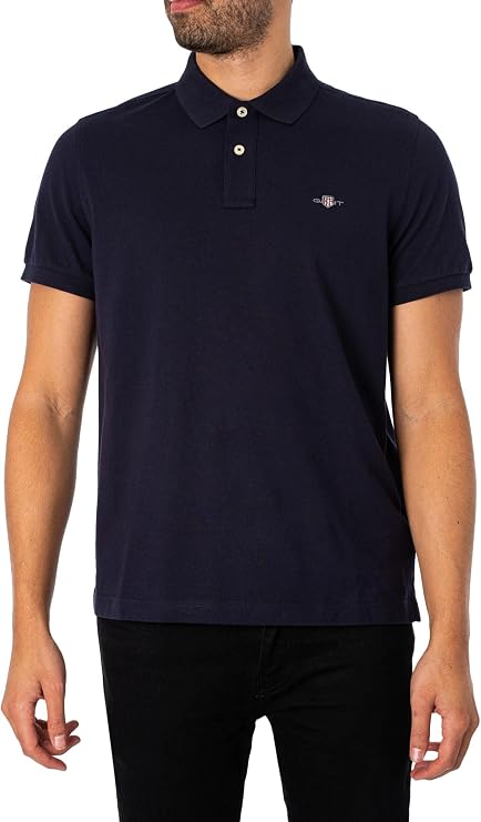GANT Mens Regular Fit Shield Pique Polo Shirt Evening Blue