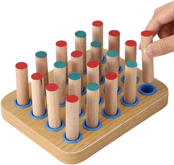 Wooden Pegboard for Occupational Therapy, Hand Therapy Peg Board with 20 Easy-Grip Pegs, Hand Eye Coordination Training Tool to Improve Dexterity