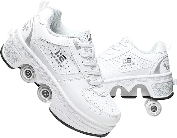 Four-Wheel 2-in-1 Roller Skate Shoes Unisex Skates Detachable Kids Sneakers with Wheels