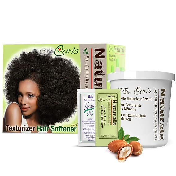 Curls & Naturals Hair & Curl Softener Kit with Moroccan Argan Oil, Nourishes & Moisturizes Natural Curl Patterns, Detangle and Texturize, Wavy Hair Type, Cream, Unisex- 5 oz (No Mix Texturizer)- 1Pack