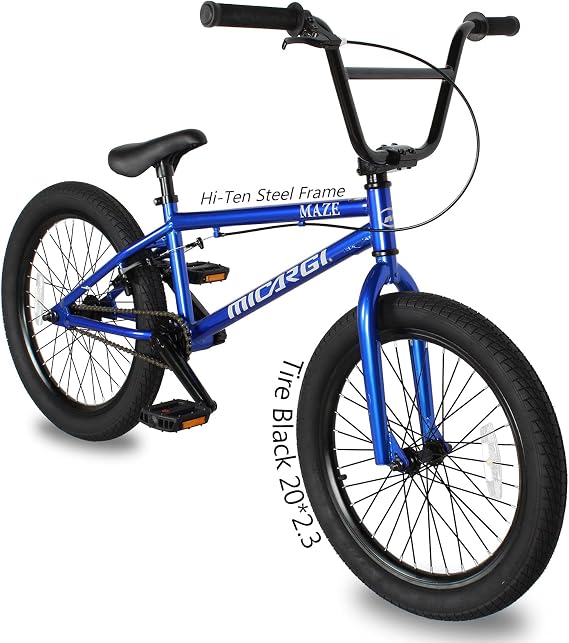 MICARGI Maze Cape Sidewalk BMX Bike, 20-inch Wheels, Hi-Ten Steel Frame, Micro Drive 25x9T BMX Gearing