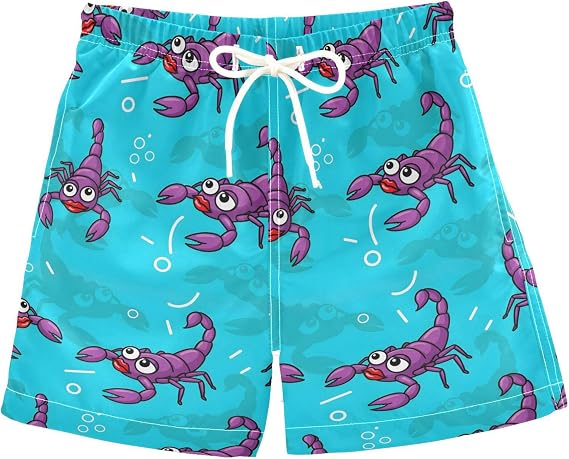 Boys Swim Trunks Purple Soccer Ball Kids Board Shorts Quick Dry Swimwear Shorts 6-14T