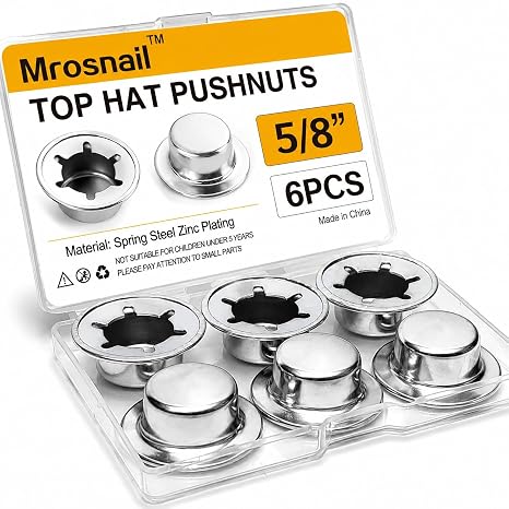 6PCS 5/8" Push Nuts Axle Caps, Spring Steel Push-On Retainers