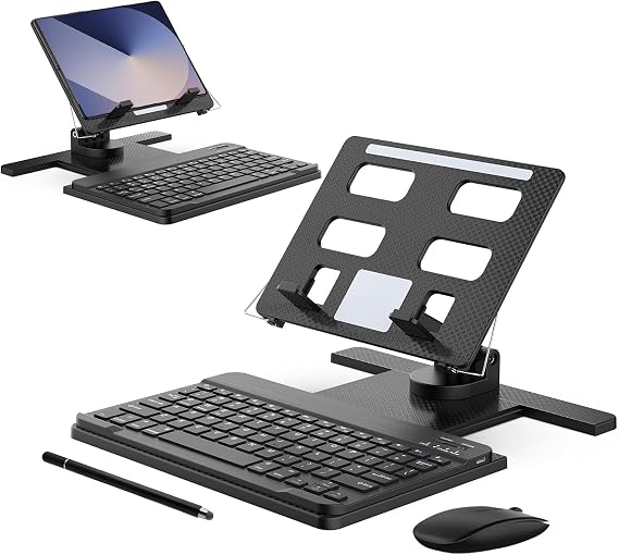 for Samsung Galaxy Z Fold 8 Ultra/Fold 8 7 6 / Z Trifold Stand and Keyboard Mouse 4 in 1 Set, Portable Bluetooth Keyboard Plus Foldable Adjustable Stand Holder for 4.7" to 13" Tablets