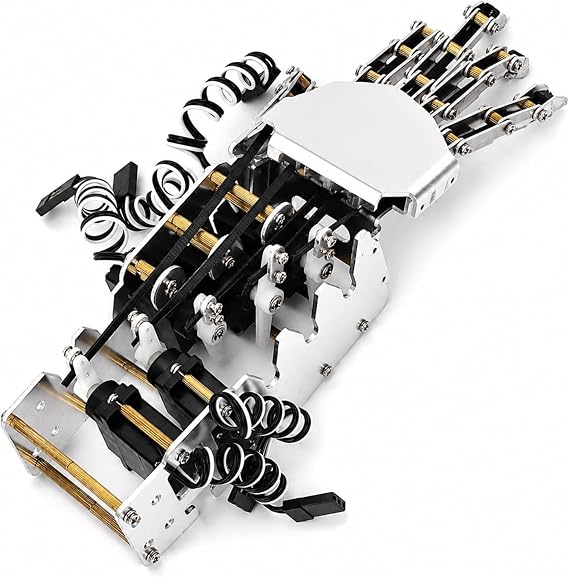 Robot Hand Kit, 5 Finger 180 Degree Movement Bionic Mechanical Arm DIY Kit with Analog Servos and Acrylic Aluminum Frame for Robotics Education and Secondary Development