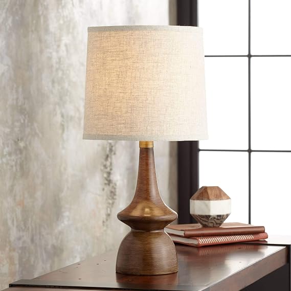Rexford 24" High Table Lamp Walnut Finish Mid-Century Modern Faux Wood